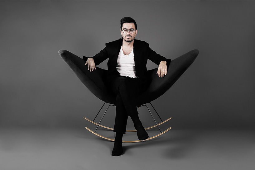 sayar & garibeh form graceful great egret rocking chair