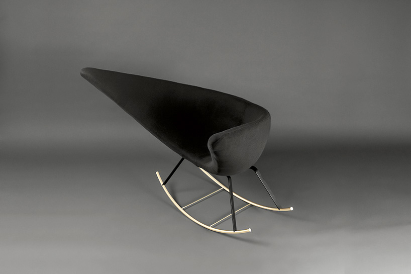 sayar & garibeh form graceful great egret rocking chair