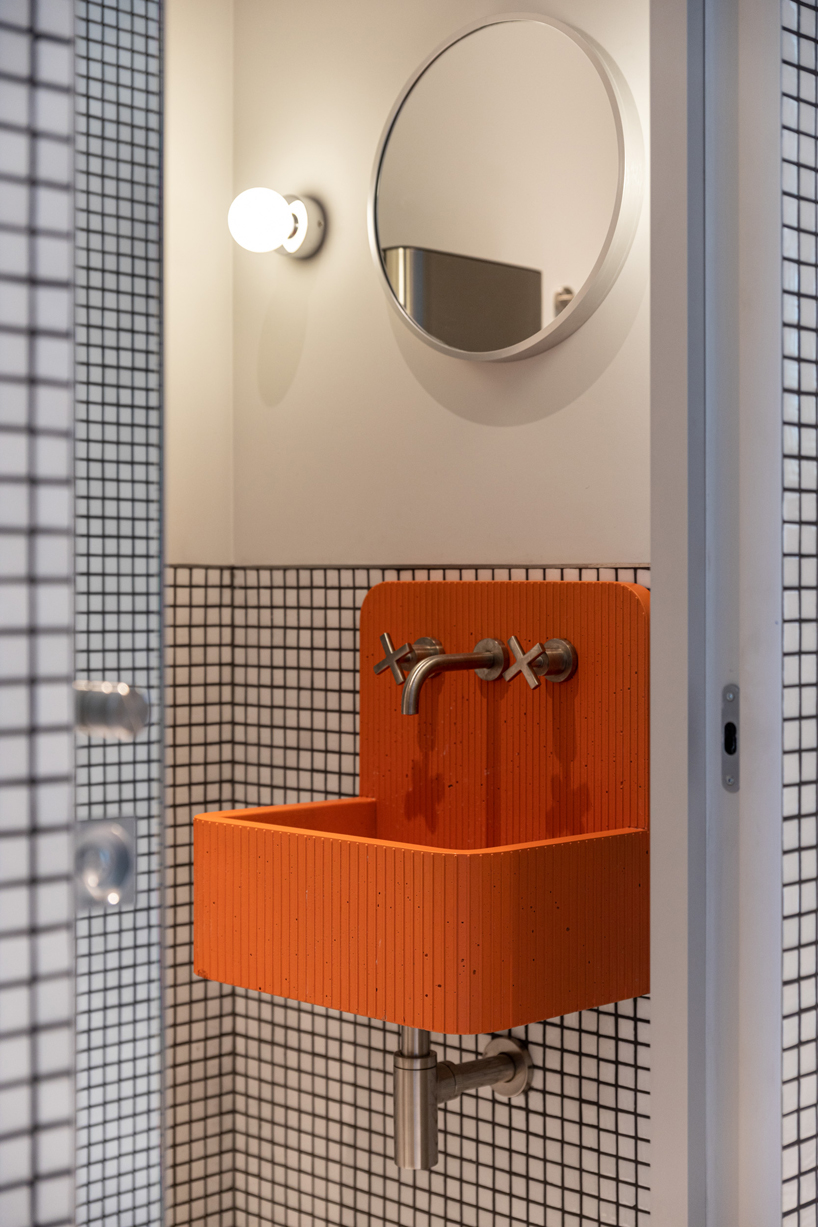 mosaic tiles, check patterns, and textured veneers clad YOD group's bistro in ukraine