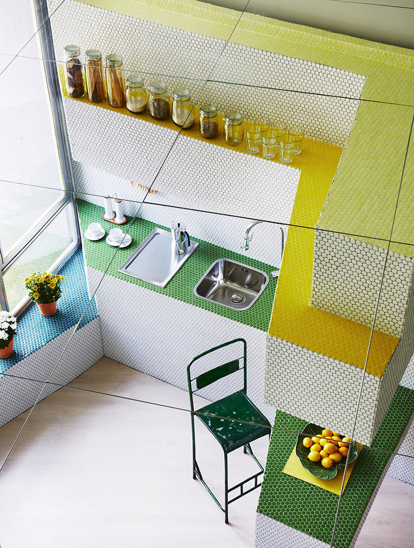 zooco estudio transforms 36 square-meter space into a home covered in mosaics