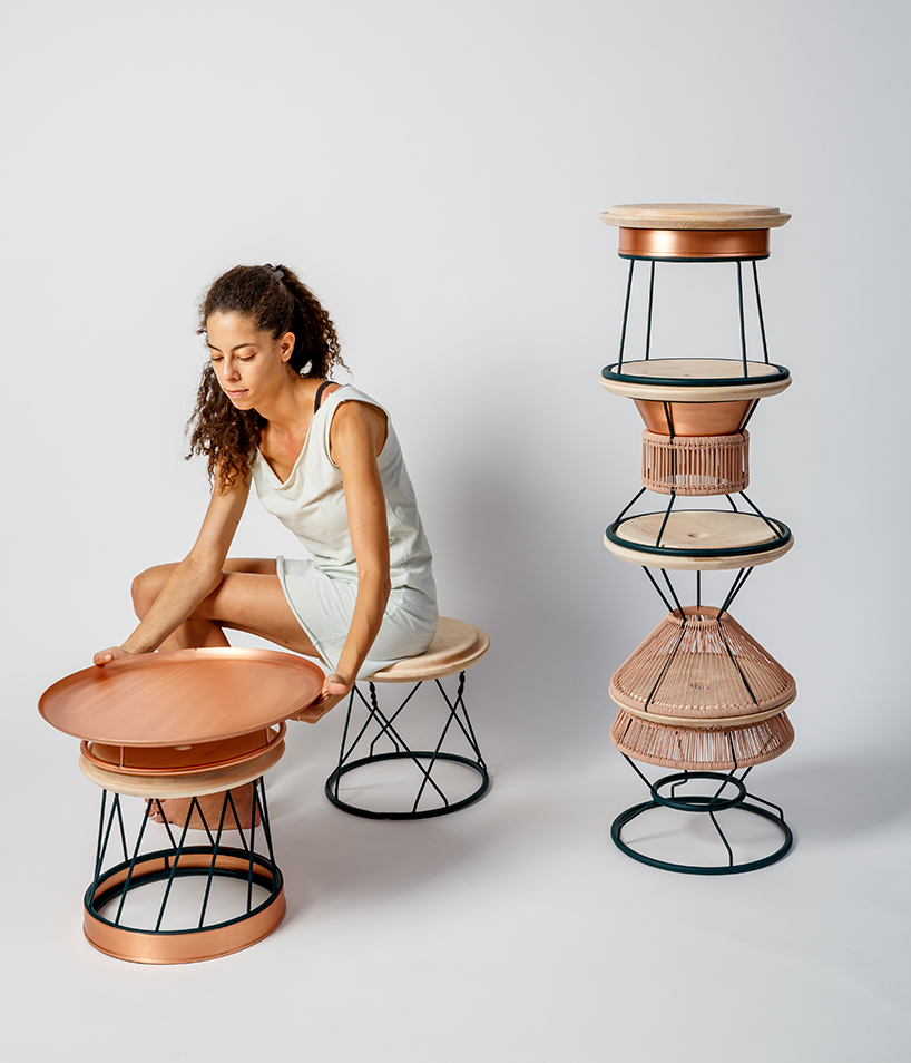 holon institute of technology's yemenite totem rearranges into a stackable sitting set