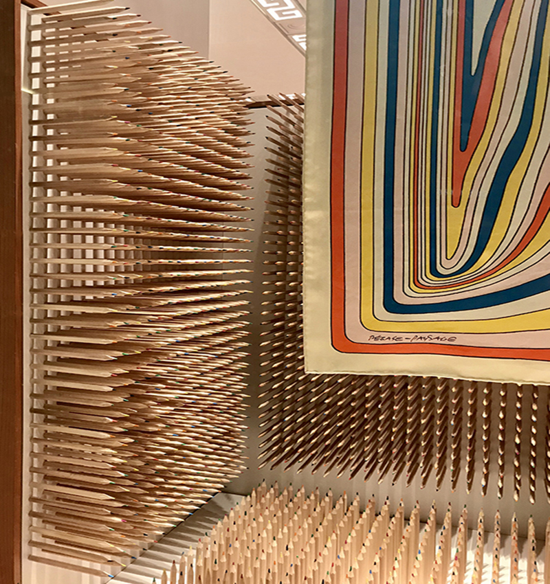 maurizio galante and tal lancman create whimsical dreamscapes for Hermès hong kong stores