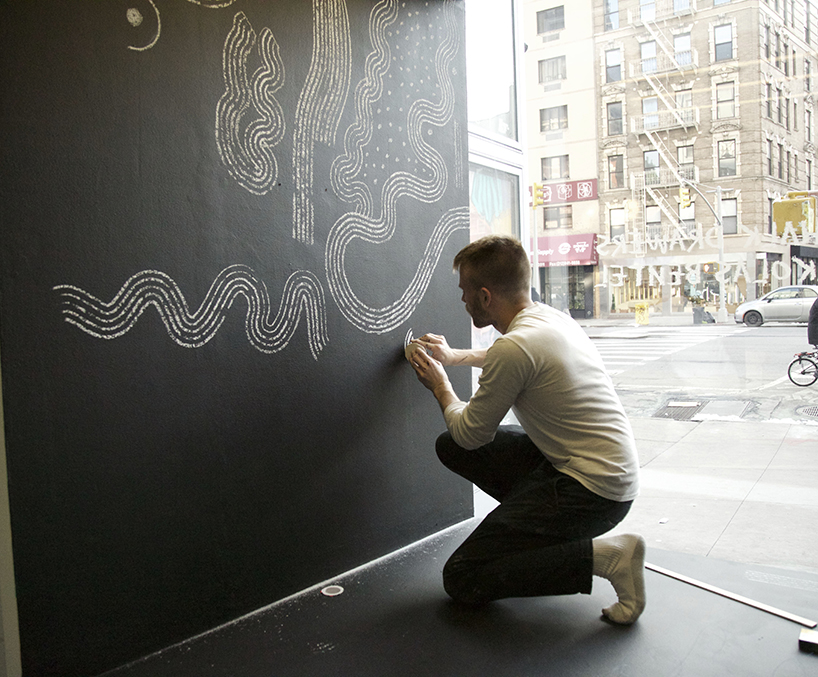 nikolas bentel's chalk drawers create patterns of dots, circles and lines