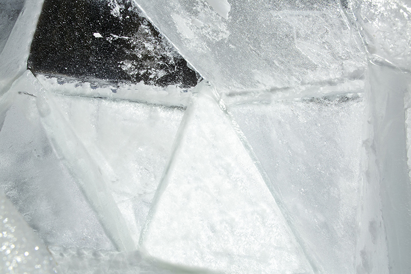 nikolas and lukas bentel construct the geodesic igloo from triangular sheets of ice designboom