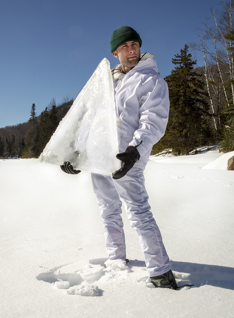 nikolas and lukas bentel construct the geodesic igloo from triangular sheets of ice designboom