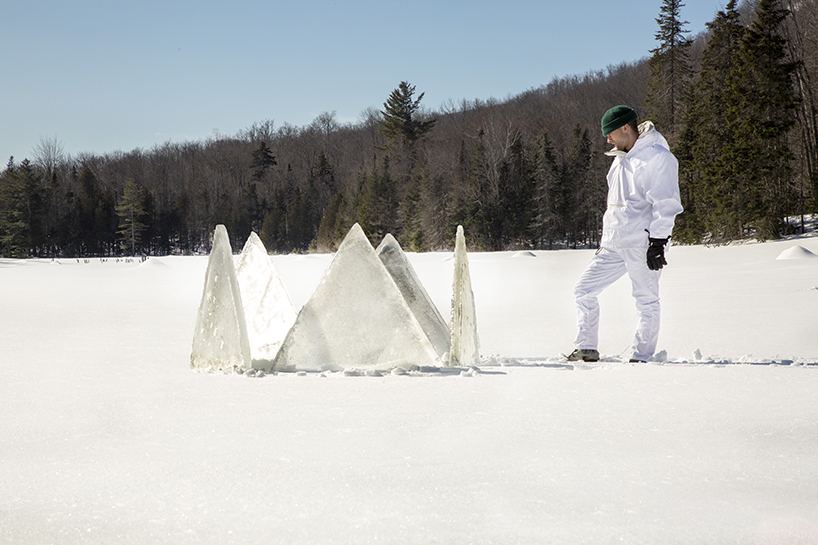nikolas and lukas bentel construct the geodesic igloo from triangular sheets of ice designboom