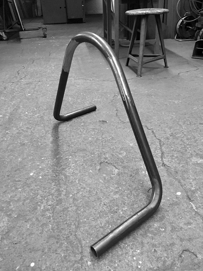 clara schweers designs minimal two-seat saitens steel chair