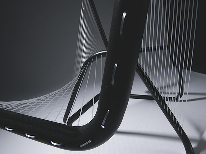 clara schweers designs minimal two-seat saitens steel chair