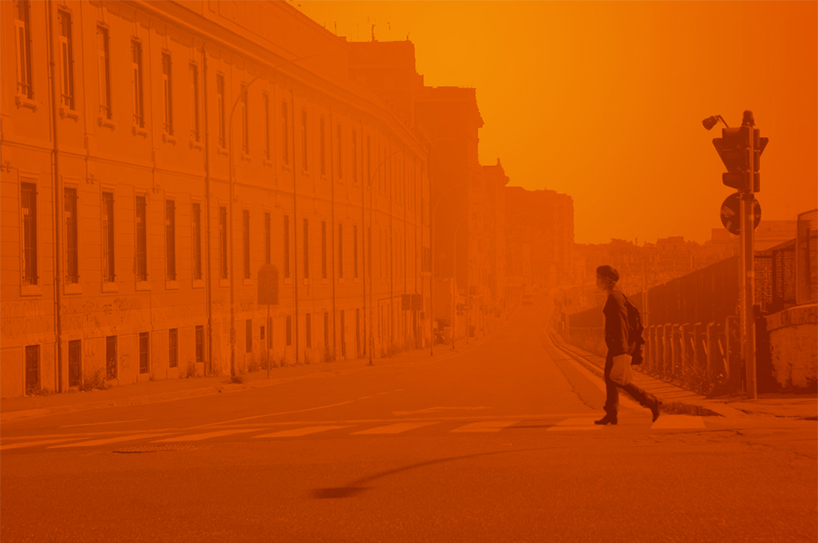 'corome virus' depicts the deserted streets of rome in a dystopian orange haze designboom