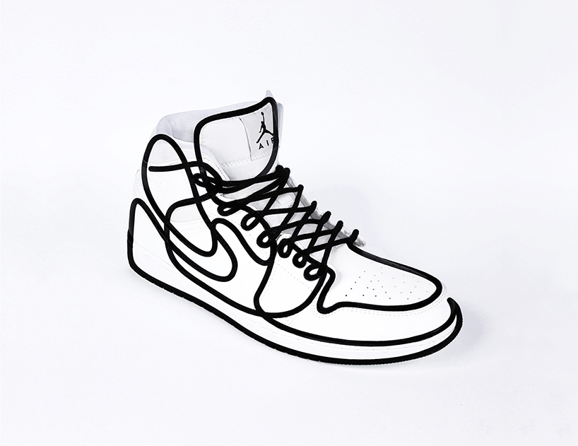 dft s anamorphic illustration transforms nike air jordan into surreal accessory designboom