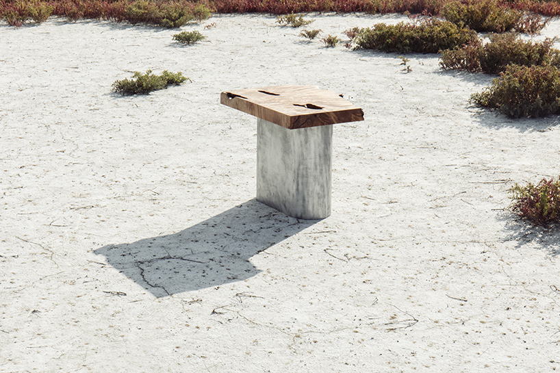 jeonghwa seo's 'aged blocks' marry metal + found wood - 1