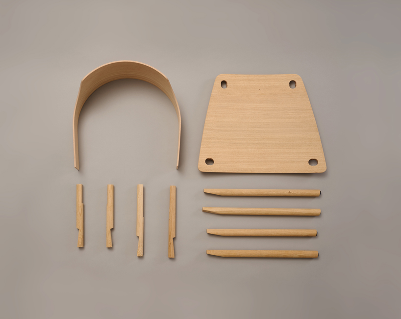 chen zalkind creates a series of wooden furniture using pressure as a bonding method