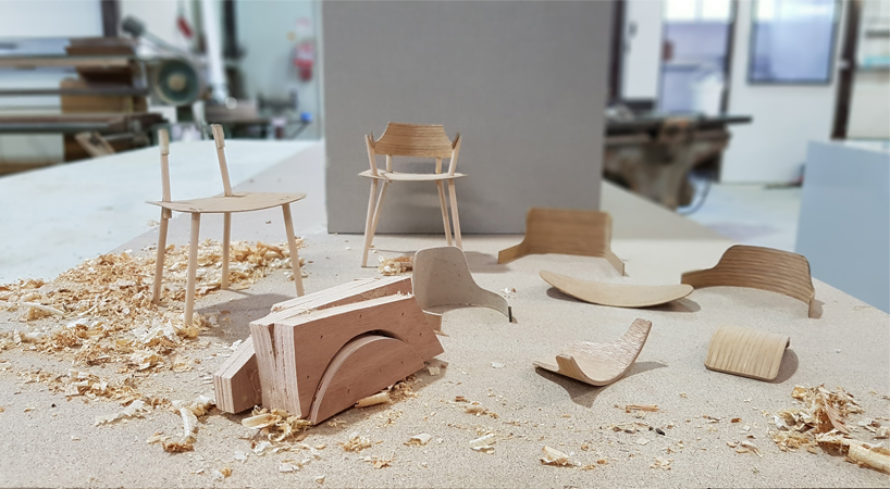 chen zalkind creates a series of wooden furniture using pressure as a bonding method