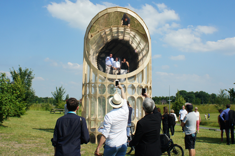 atelier ari builds inverted watch tower in france with a trampoline and ...