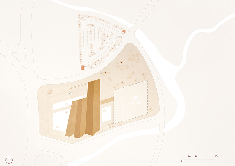 west-line studio's triangular-shaped cultural center in china pays homage to shui people