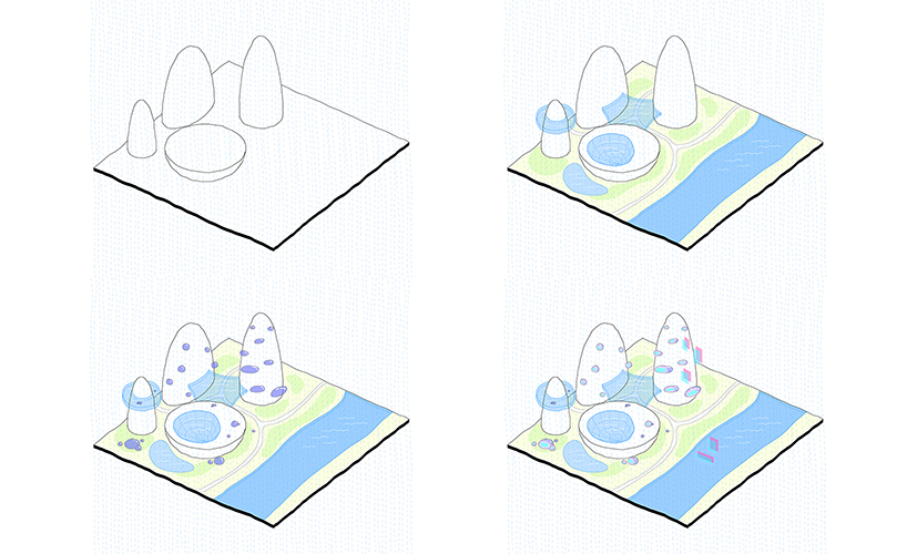 xin shixiang's city in the rain is an urban utopia of virtual realistic superposition