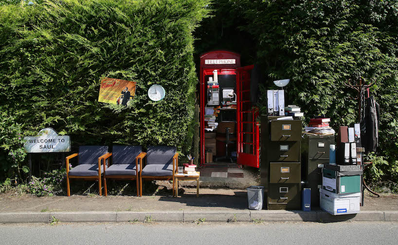 rhea thierstein transforms a little used phone box into a better call saul themed office