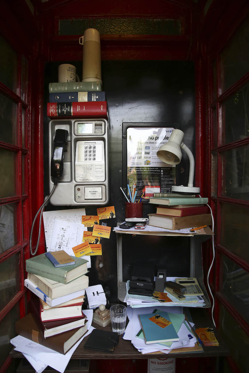 rhea thierstein transforms a little used phone box into a better call saul themed office