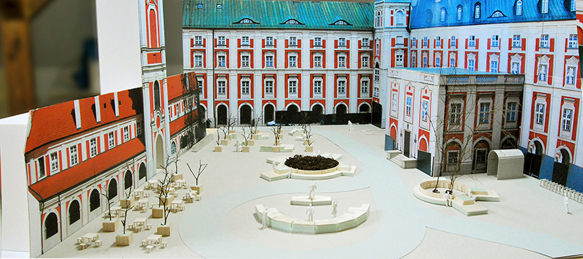 atelier starzak strebicki revives courtyard in poland with landscaped street furniture