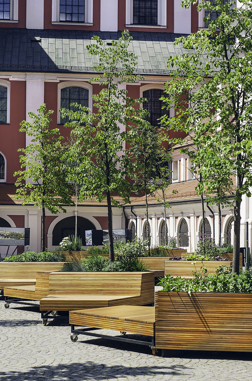 atelier starzak strebicki revives courtyard in poland with landscaped street furniture