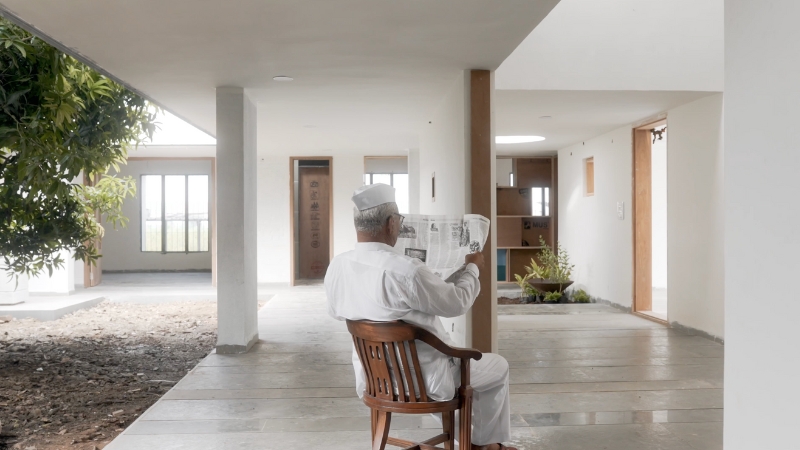 a delicate relationship between nature, humans, and built form unravels in rural indian home