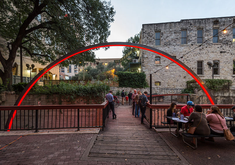 east side collective light up austin with a glowing LED arch