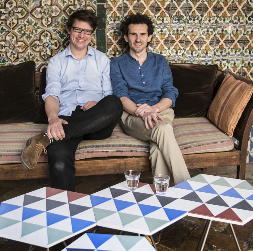 the riad table uses techniques seen in traditional tile manufacturing
