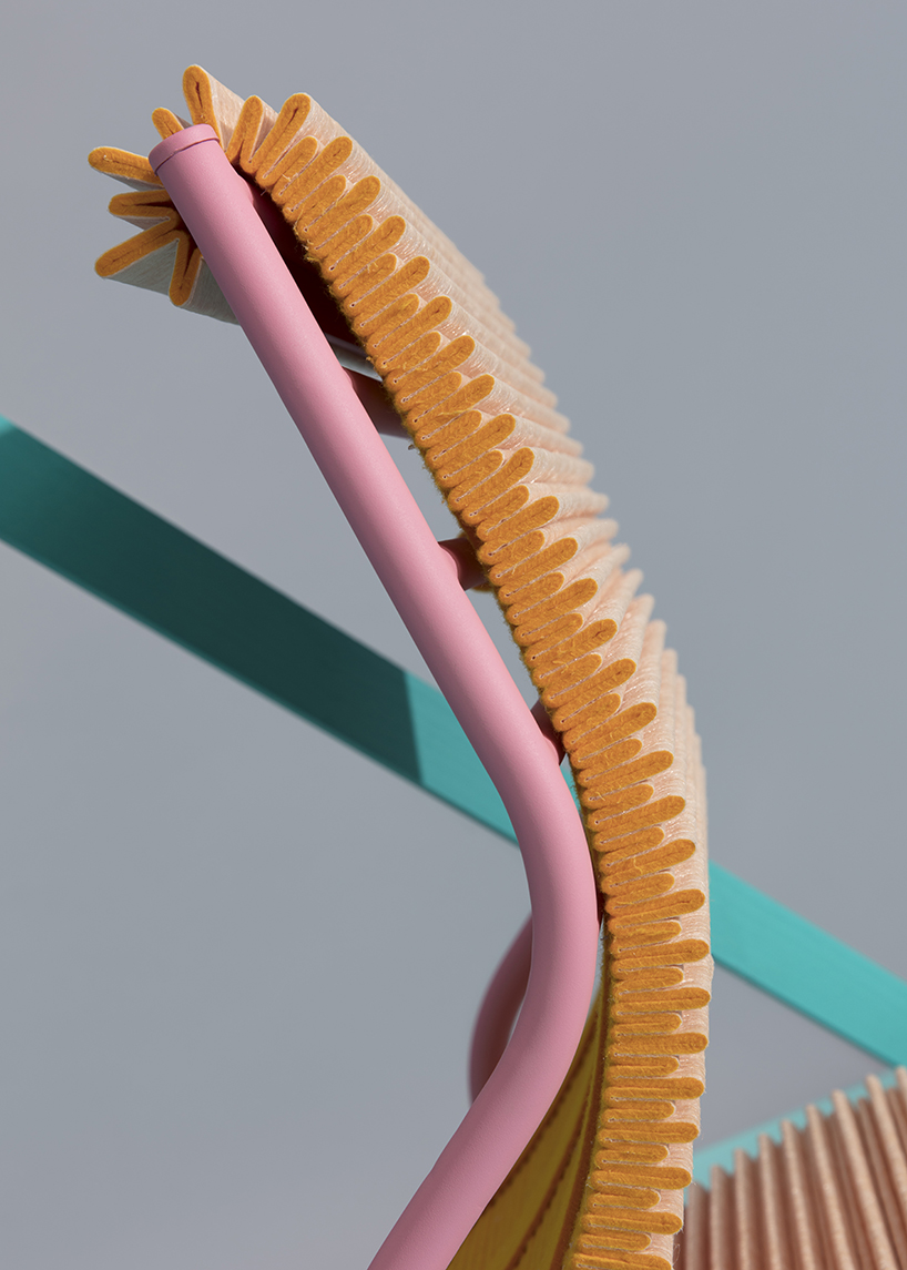joris de groot's pleated seat collection is made of technical fabric for air filters
