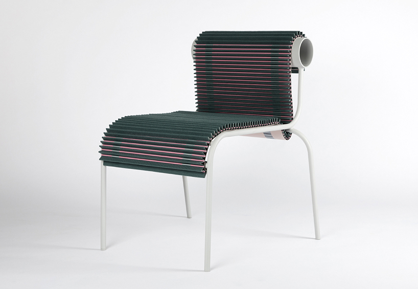 joris de groot's pleated seat collection is made of technical fabric for air filters