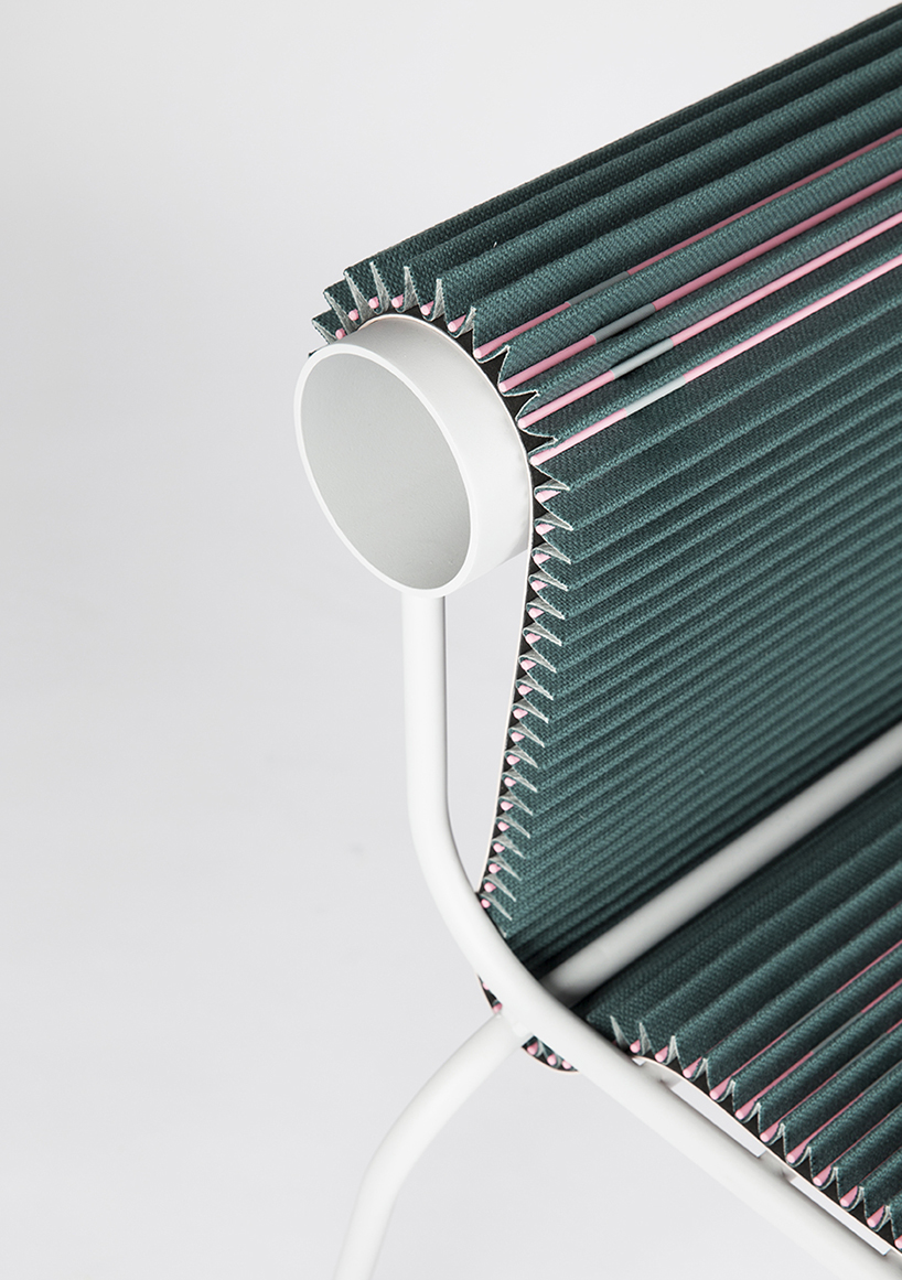joris de groot's pleated seat collection is made of technical fabric for air filters