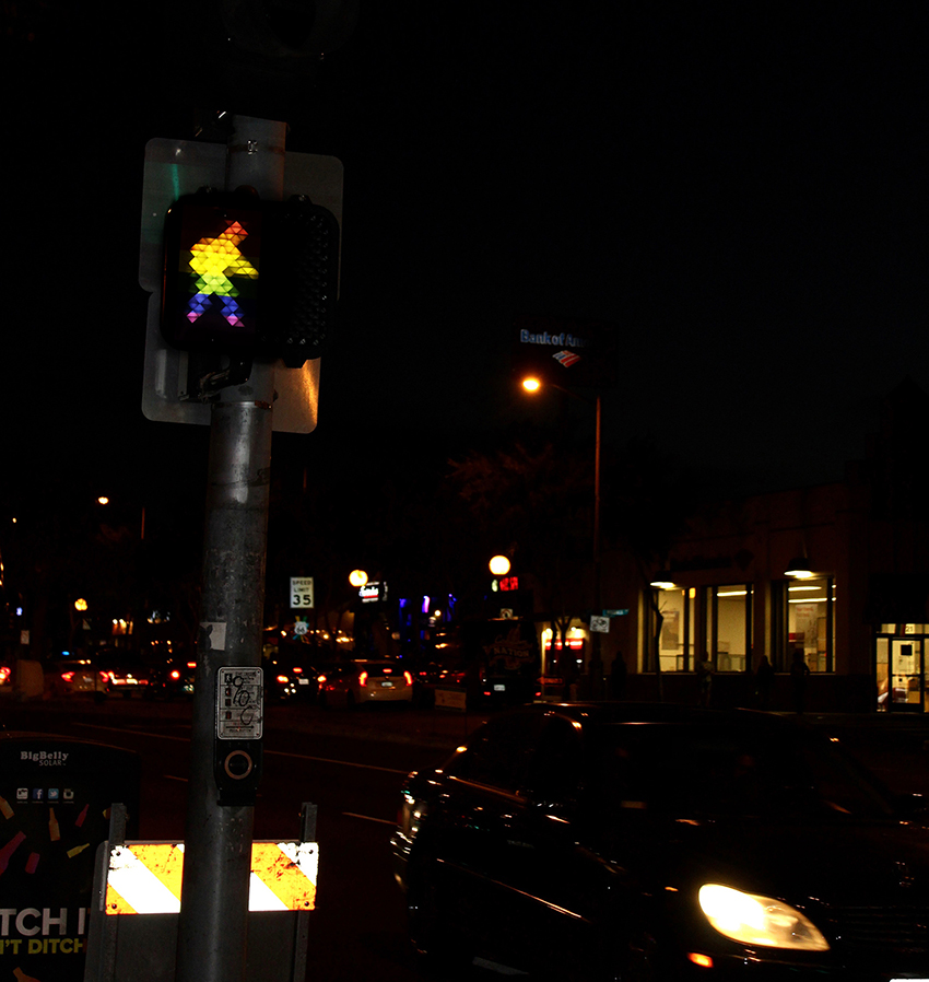 los angeles embraces pride weekend with rainbow-colored pedestrian signals