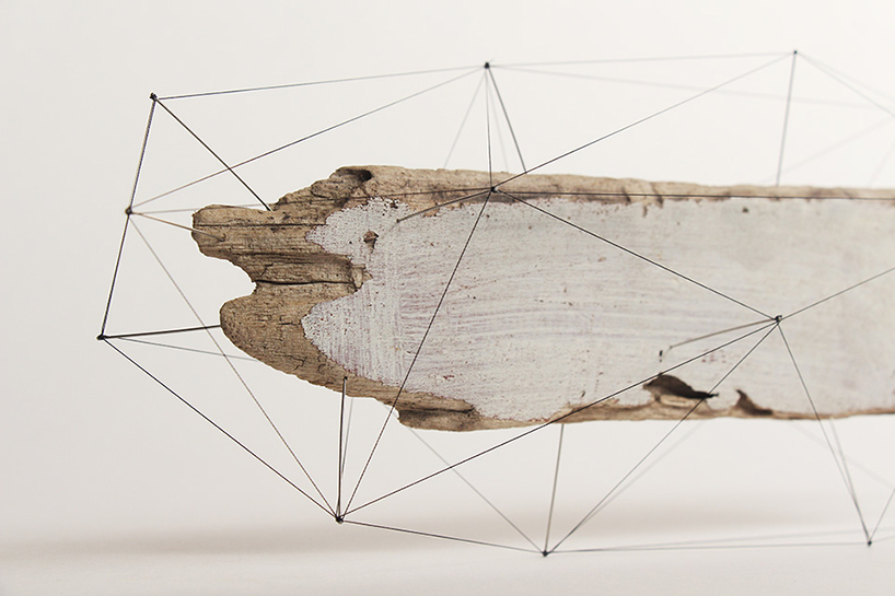 studio note frame driftwood + flowers in delicate polygonal skeletons