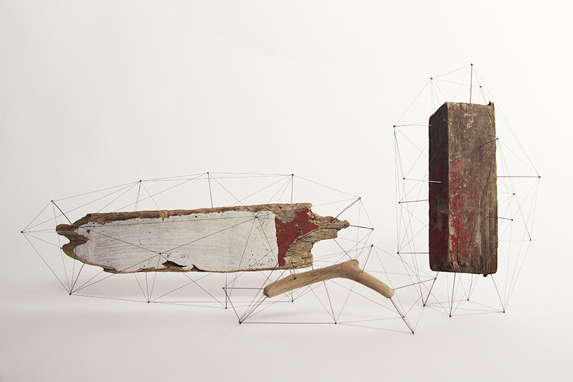 studio note frame driftwood + flowers in delicate polygonal skeletons - 1