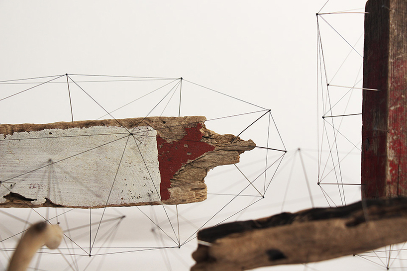 studio note frame driftwood + flowers in delicate polygonal skeletons