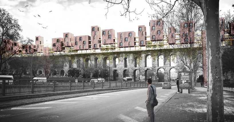superspace suggests floating housing modules to revitalize the valens archway in istanbul