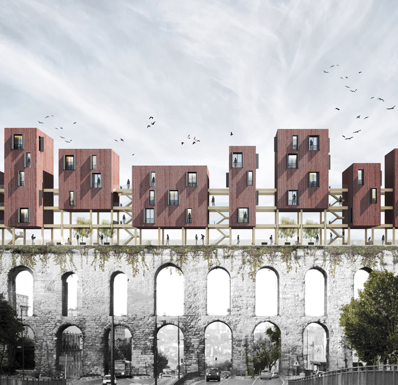 superspace suggests floating housing modules to revitalize the valens archway in istanbul