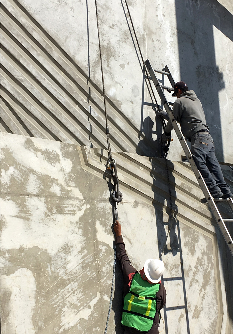 jorge urias studio's carved concrete structure portrays local dynamics in juarez, mexico
