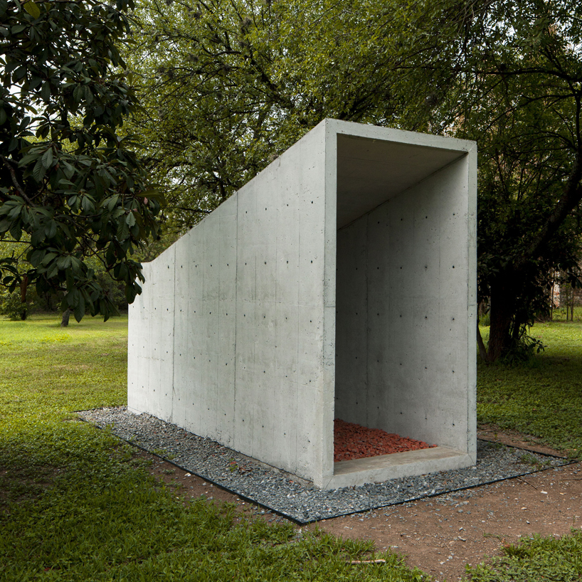 thin concrete walls frame tiny chapel by S-AR, built from its own remains - 6