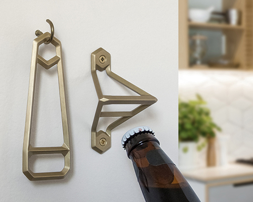 wander workshop's leverage bottle openers give a sleek touch to your kitchen wall