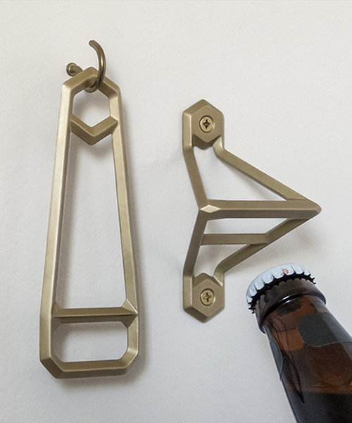 wander workshop's leverage bottle openers give a sleek touch to your kitchen wall
