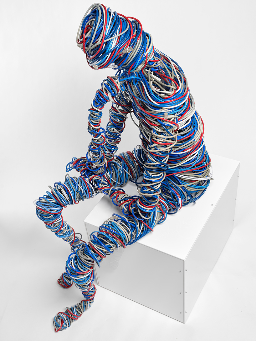hundreds of feet of cable and steel reimagine rodin’s thinker for networked age - 2