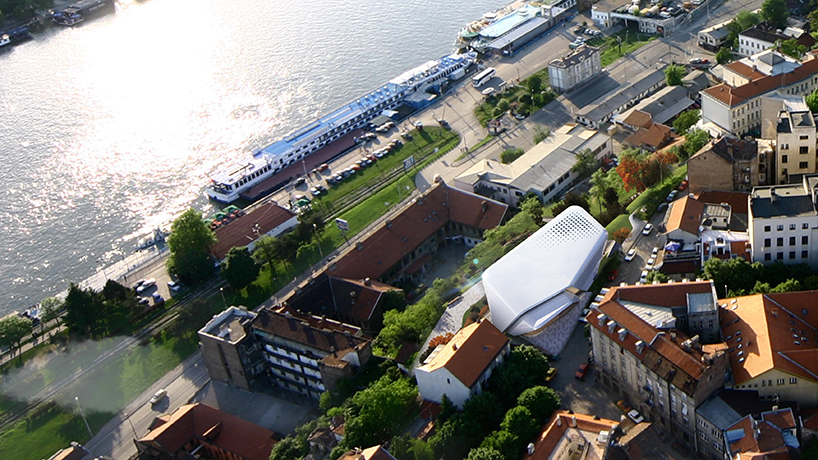 metroscapes imagines an art gallery in belgrade defined by curving terraces