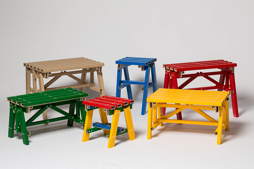 PESI lumber cardboard table designboom