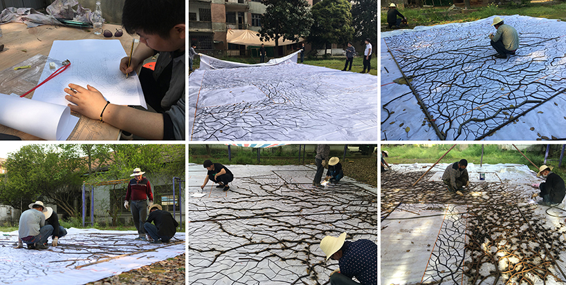 V studio's boston ivy-covered artwork preserves the memory of old shanty towns in china