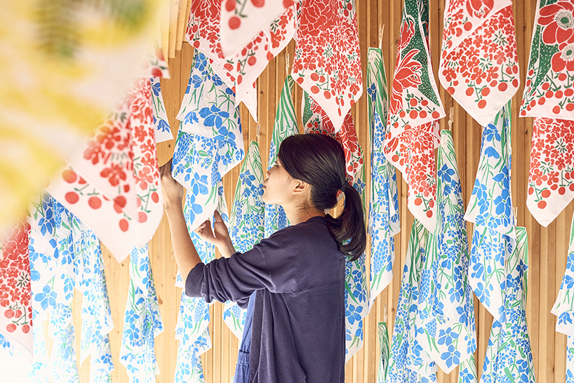 yuri himuro suspends handkerchief bouquets in dreamy exhibition in tokyo