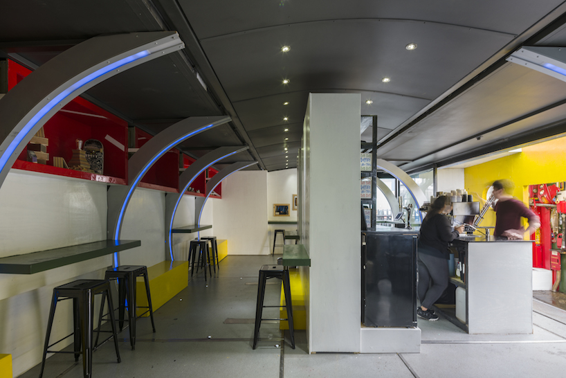 blackhorse workshop's 'SIDESHOW' installation is influenced by london routemaster bus