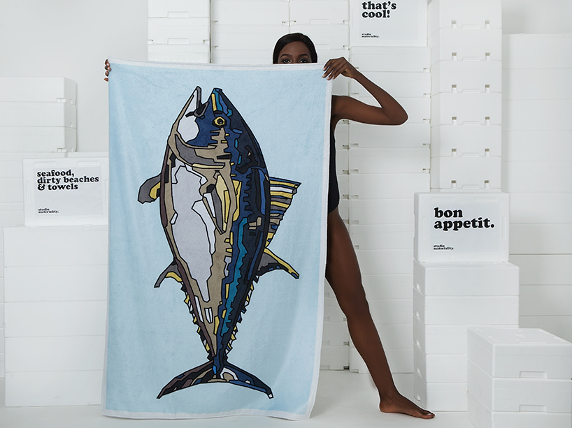 studiomateriality's beach towel collection is adorned with maritime creatures