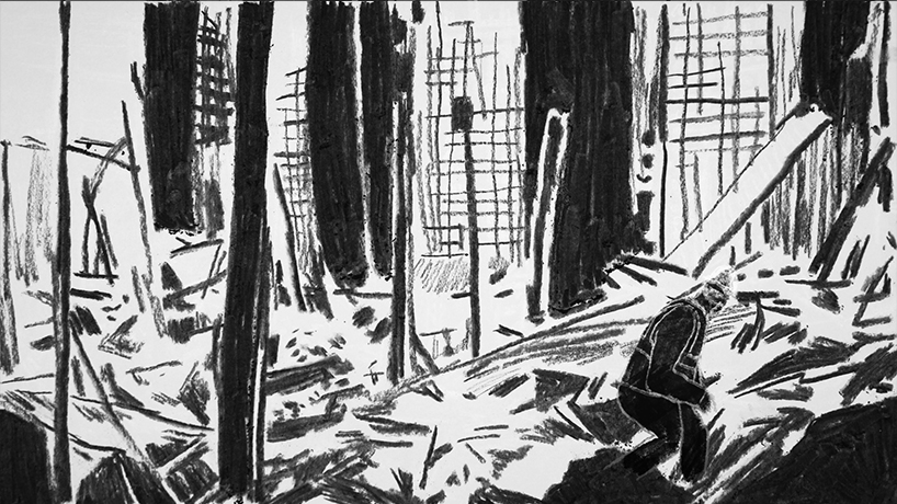 sharon liu pays tribute to the macintosh building fire with sketches made of ash