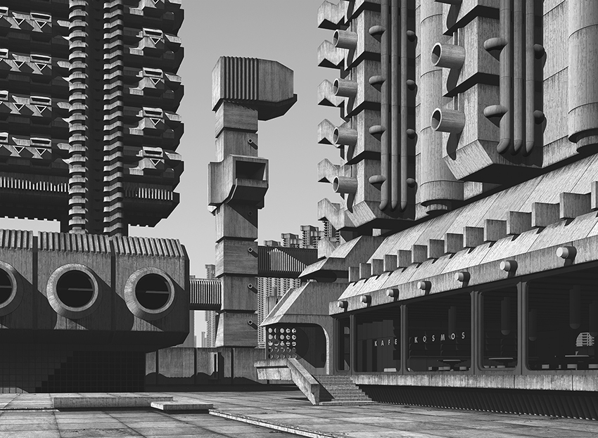 clemens gritl renders brutalist urban utopias of the 20th century