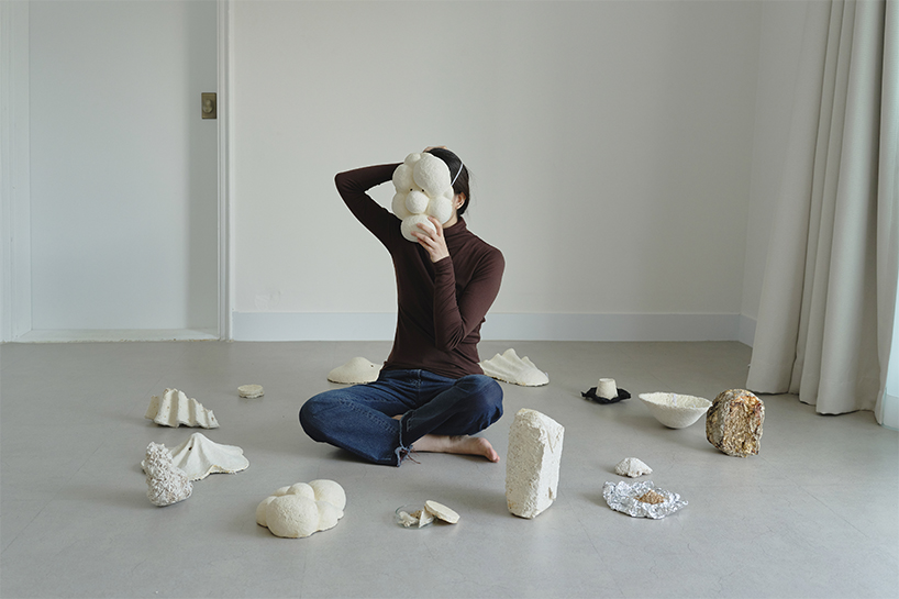 kuo duo creates mushroom mycelium masks to promote biomaterials designboom